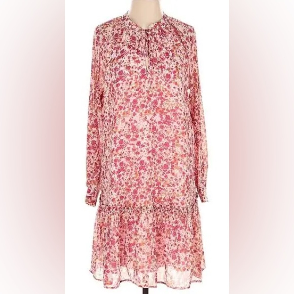 J Crew chiffon mini dress with long sleeves full lining floral print size M
